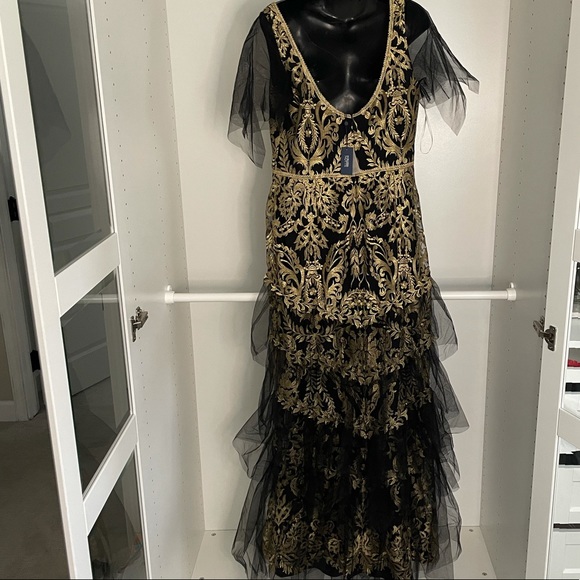 NWT Marchesa Notte Fluttersleeve gown sz14 - Picture 5 of 8